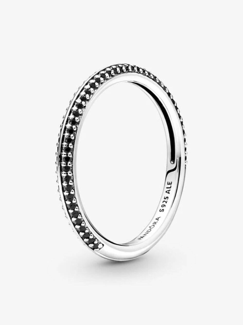 Pandora Black Pave Sterling Silver Ring Size 6 / 52